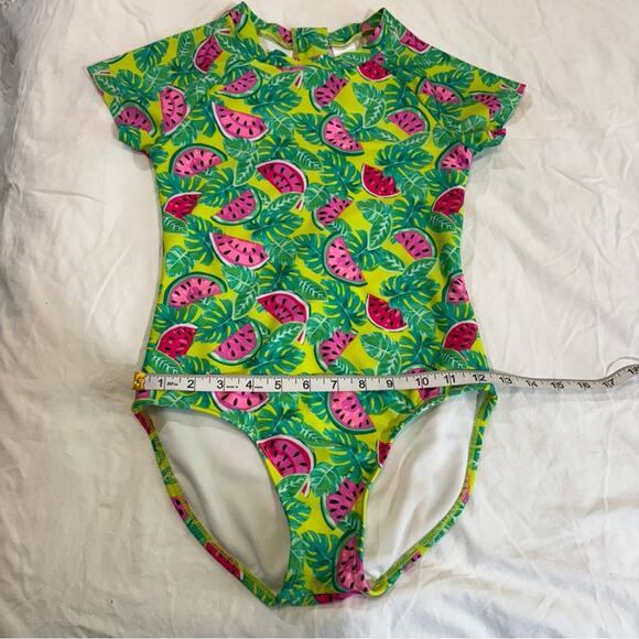 Cat & Jack Green and Pink Tropical Rashguard L  (10/12) - Picture 6 of 9